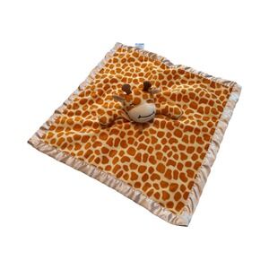 Pro Goleem Giraffe Lovey Security Blanket Orange Spotted Satin Trim 16x16 Plush